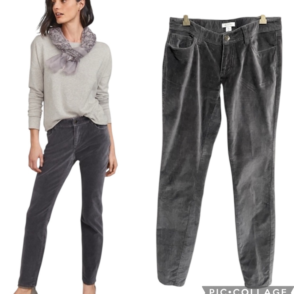 Garnet Hill Slim Leg‎ Plush Velvet Mid Rise Pants Size 00 Fall Office Travel
